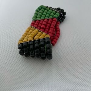 Jamaican Rasta multi wooden color stretchy bracelet